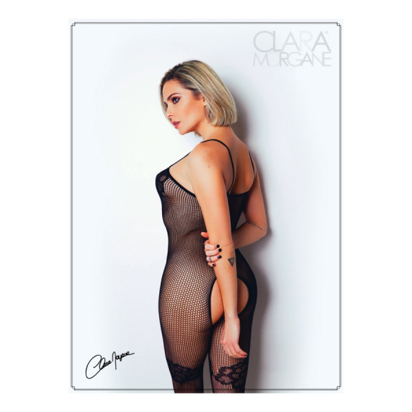 Bodystocking résille noire avec fine bretelles - Le Numéro 6 - Collection Bodystocking 